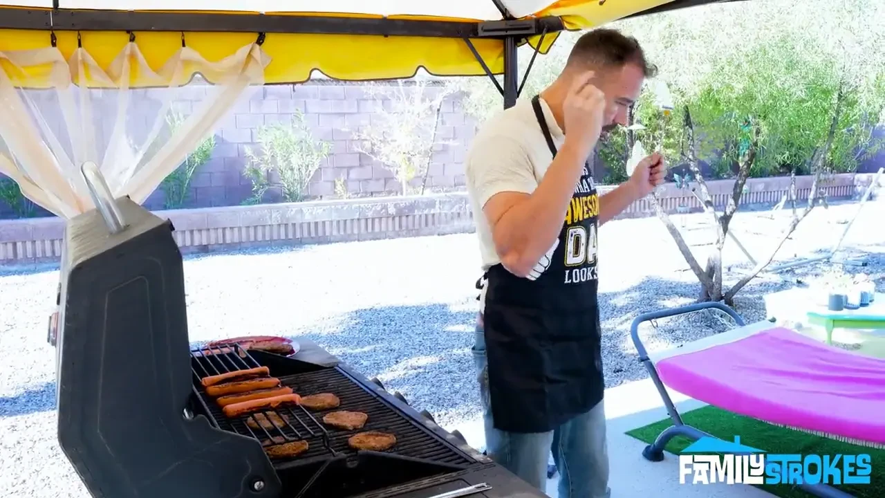 [FamilyStrokes] “I’ll Drain Your Cock Before the BBQ”: Serena Gets Marinated In White Sauce