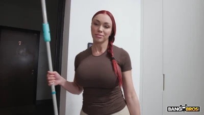 [MyDirtyMaid] Voluptuous Redhead Cleans a Black Dick