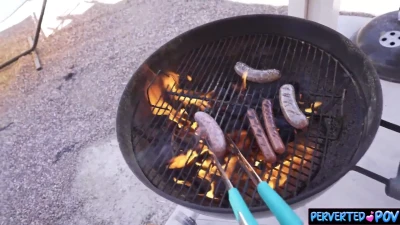 [PervertedPOV] My girlfriend eats my sausage after July 4th barbeque!
