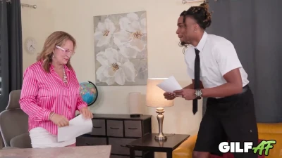 [GilfAF] Granny Lana Lee Hires BBC After Desk Pounding